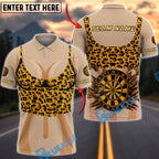 BlueJose Darts Leopard Print Dartboard & Flying Arrow Personalized Name, Team Name Unisex Shirt (4 Colors)