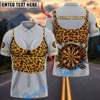 BlueJose Darts Leopard Print Dartboard & Flying Arrow Personalized Name, Team Name Unisex Shirt (4 Colors)