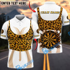 BlueJose Darts Leopard Print Dartboard & Flying Arrow Personalized Name, Team Name Unisex Shirt (4 Colors)