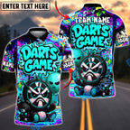 BlueJose Darts Street Graffiti Grumpy Mascot Personalized Name, Team Name Unisex Shirt (4 Colors)