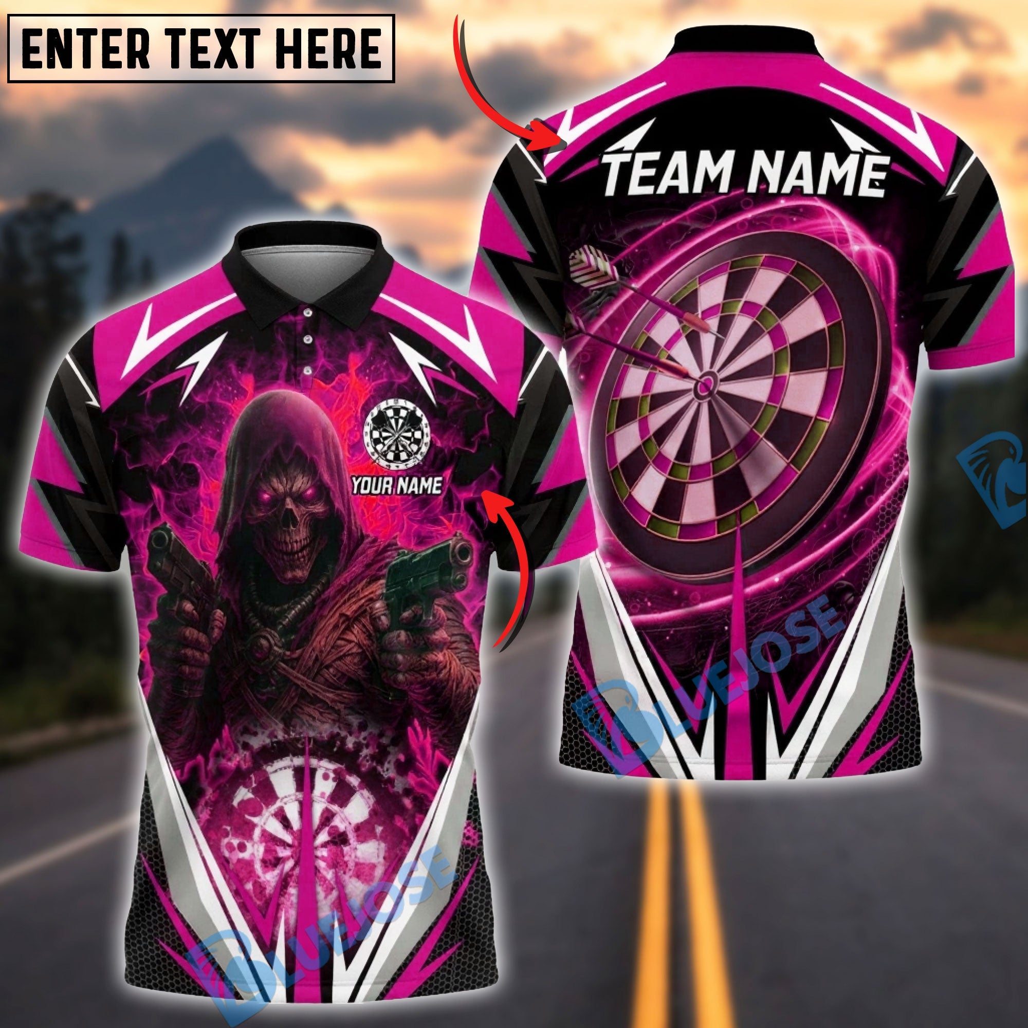 BlueJose Darts Reaper Master Multicolor Options Personalized Name Shirt (6 Colors)