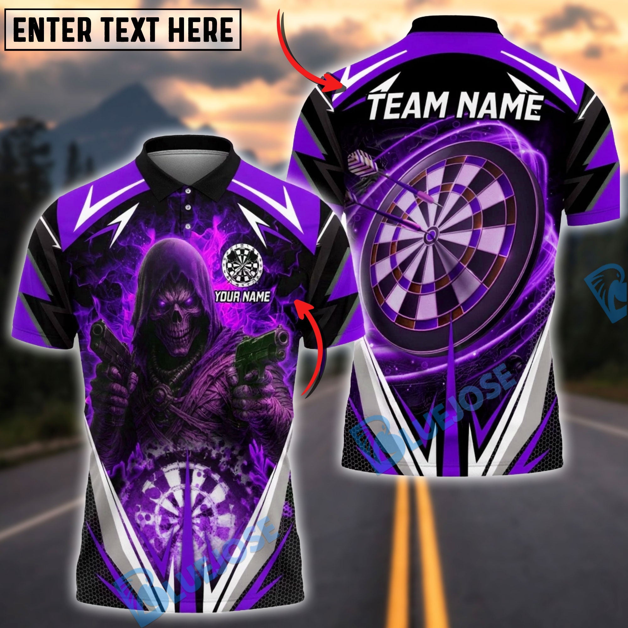 BlueJose Darts Reaper Master Multicolor Options Personalized Name Shirt (6 Colors)