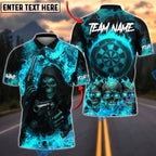 BlueJose Darts Flaming Skull Reaper And Gun Personalized Name, Team Name Unisex Shirt (4 Colors)