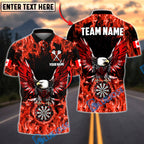 BlueJose Darts Flaming Canada Flag Eagle Personalized Name, Team Name Unisex Shirt (4 Colors)