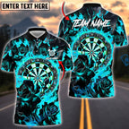 BlueJose Darts Flaming Roses Dartboard Multicolor Options Personalized Name Shirt (4 Colors)