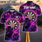 BlueJose Darts Flaming Roses Dartboard Multicolor Options Personalized Name Shirt (4 Colors)