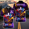 BlueJose Darts Neon Crown Dartboard Dart King Design Personalized Name Shirt