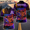 BlueJose Darts Neon Dartboard Double Darts Light Effect Design Personalized Name Shirt