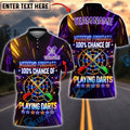 BlueJose Darts Neon Weekend Forecast 100% Chance Of Playing Darts Personalized Name Shirt