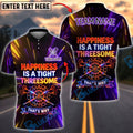 BlueJose Darts Neon Funny Quote Happiness Is A Tight Threesome Dartboard Design Personalized Name Shirt