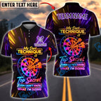 BlueJose Darts Neon Funny Quote My Dart Technique Is Top Secret Even I Don‚Äôt Know What I‚Äôm Doing Personalized Name Shirt