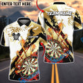 BlueJose Darts Dartboard Gold Fire Splash Personalized Name, Team Name Unisex Shirt (4 Colors)