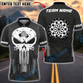 BlueJose Darts Punisher Skull Cracked Design Personalized Name Shirt