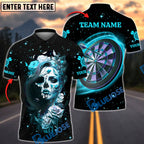 BlueJose Darts Rose Reaper Neon Skull Girl Customized Name, Team Name 3D Shirt (4 Colors)