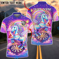 BlueJose Darts Magical Rainbow Unicorn Clouds Personalized Name Shirt