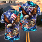 BlueJose Darts American Eagle Flag Lightning Shield Personalized Name Shirt