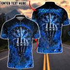 BlueJose Darts Flaming Skeleton Middle Finger Dartboard Multicolor Options Personalized Name Shirt (4 Colors)