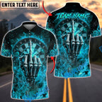 BlueJose Darts Flaming Skeleton Middle Finger Dartboard Multicolor Options Personalized Name Shirt (4 Colors)