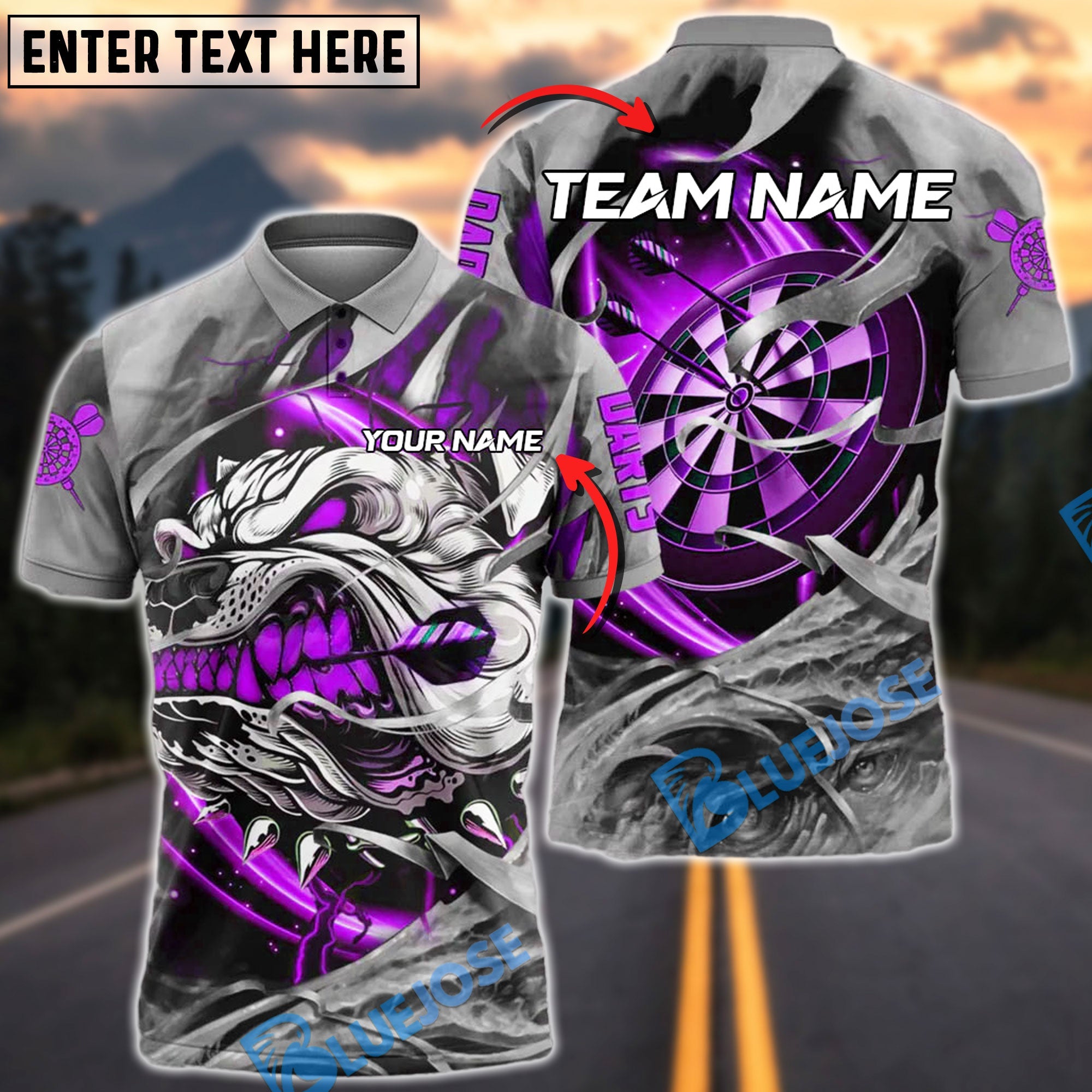 BlueJose Darts Savage Bulldog Customized Name, Team Name 3D Shirt (4 Colors)