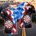BlueJose Darts American Flag Dartboard Paint Point Personalized Name Shirt