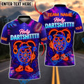 BlueJose Darts Neon Holy Dartshit Dartboard Character Design Personalized Name Shirt