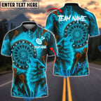 BlueJose Darts Flaming Wolf Personalized Name, Team Name Shirt (4 Colors)
