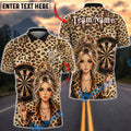 BlueJose Darts Leopard Print Fashion Girl Bun Hair Personalized Name Shirt