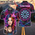 BlueJose Darts Cyberpunk Rainbow Hair Girl Personalized Name Shirt