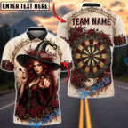 BlueJose Darts Witch Rose Dartboard Personalized Name, Team Name Unisex Shirt (4 Colors)