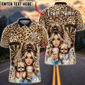 BlueJose Darts Leopard Print Girl Bow Coffee Style Personalized Name Shirt