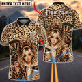 BlueJose Darts Leopard Print Girl Puppy Coffee Style Personalized Name Shirt