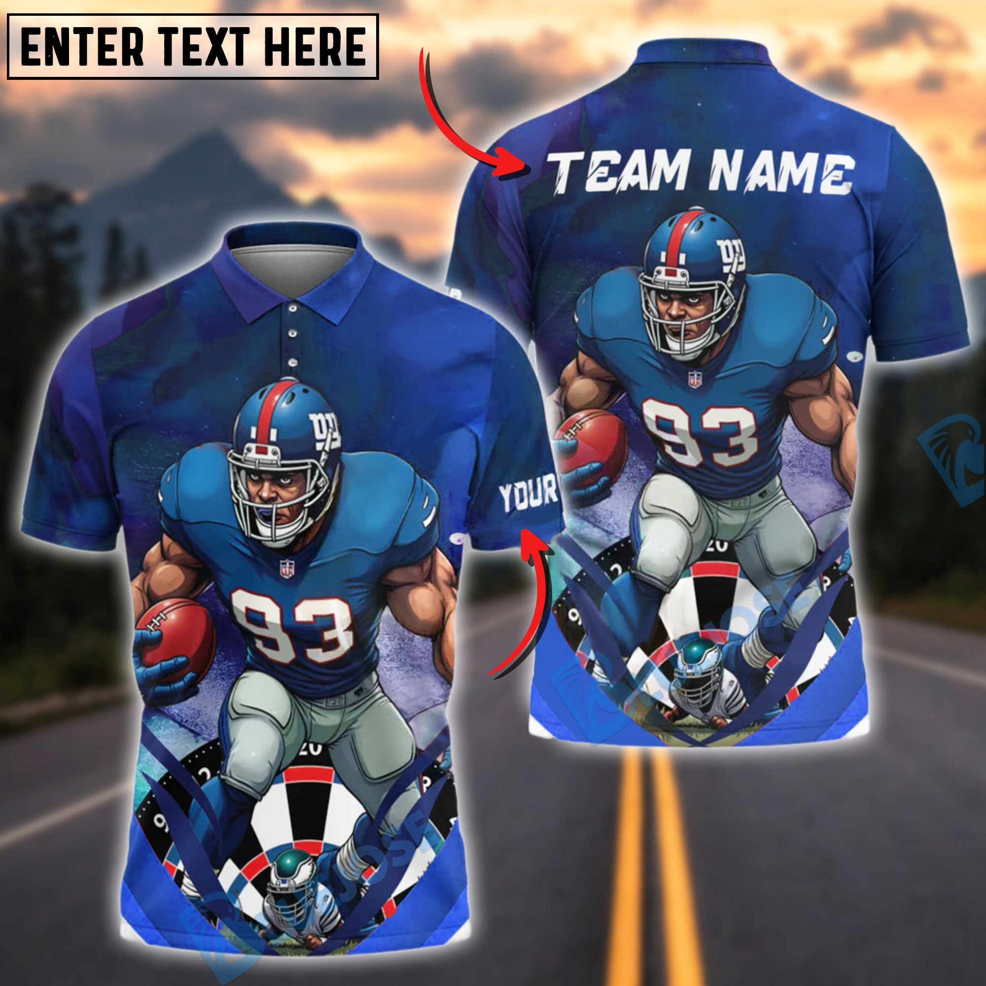 BlueJose Darts & Football Red & Blue Power Customized Name, Team Name 3D Shirt (4 Colors)