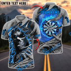 BlueJose Darts Fire Skull Dartboard Customized Name, Team Name 3D Shirt (4 Colors)