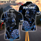 BlueJose Darts Roaring Flame Lion Personalized Name, Team Name Shirt (4 Colors)