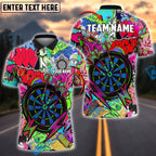BlueJose Darts Urban Graffiti Dartboard Fire Personalized Name, Team Name Shirt (4 Colors)