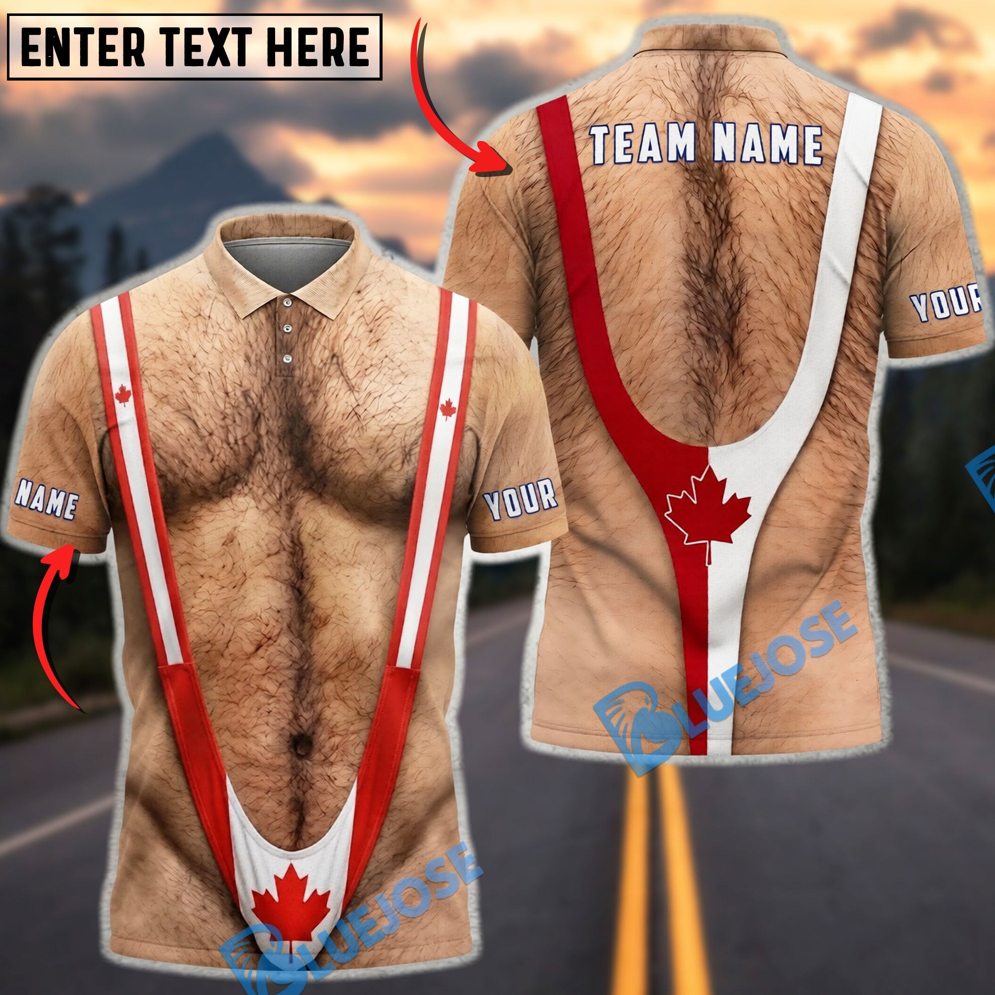 BlueJose Darts Canadian Flag Mankini Personalized Name Shirt