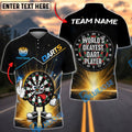 BlueJose Darts Cartoon Dartboard Middle Finger And World‚Äôs Okayest Dart Player Personalized Name Shirt