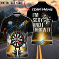 BlueJose Darts Cartoon Dartboard Middle Finger And I‚Äôm Sexy And I Throw It Personalized Name Shirt