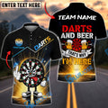 BlueJose Darts Cartoon Dartboard Middle Finger And Darts And Beer That‚Äôs Why I‚Äôm Here Personalized Name Shirt