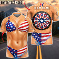 BlueJose Darts American Flag Dartboard Bikini Personalized Name Shirt