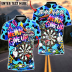 BlueJose Darts Graffiti Never Give Up Character Leopard Skin Multicolor Options Personalized Name Shirt (5 Colors)
