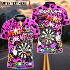 BlueJose Darts Graffiti Never Give Up Character Leopard Skin Multicolor Options Personalized Name Shirt (5 Colors)