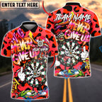 BlueJose Darts Graffiti Never Give Up Character Leopard Skin Multicolor Options Personalized Name Shirt (5 Colors)