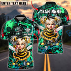 BlueJose Darts Angry Bee Girl Dart Throw Graffiti Style Personalized Name, Team Name Unisex Shirt (6 Colors)