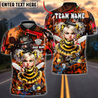 BlueJose Darts Angry Bee Girl Dart Throw Graffiti Style Personalized Name, Team Name Unisex Shirt (6 Colors)