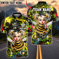 BlueJose Darts Angry Bee Girl Dart Throw Graffiti Style Personalized Name, Team Name Unisex Shirt (6 Colors)