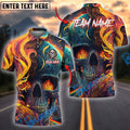 BlueJose Darts Flaming Skull Abstract Personalized Name, Team Name Shirt