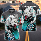 BlueJose Darts Fierce Wolf Dartboard Multicolor Options Personalized Name Shirt (4 Colors)