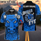 BlueJose Darts Bullseye Red Bull Design Personalized Name, Team Name Unisex Shirt (4 Colors)