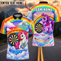 BlueJose Darts Cute Unicorn Princess Rainbow Cloud Design Personalized Name Shirt